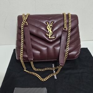 Saint Laurent LouLou Medium Quilted Leather Crossbody -  Red/Gold